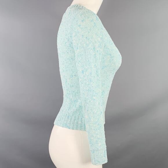 COURREGES Vintage Size XS Blue White Triacetate Blend Crew Neck Pullover - Picture 3 of 7